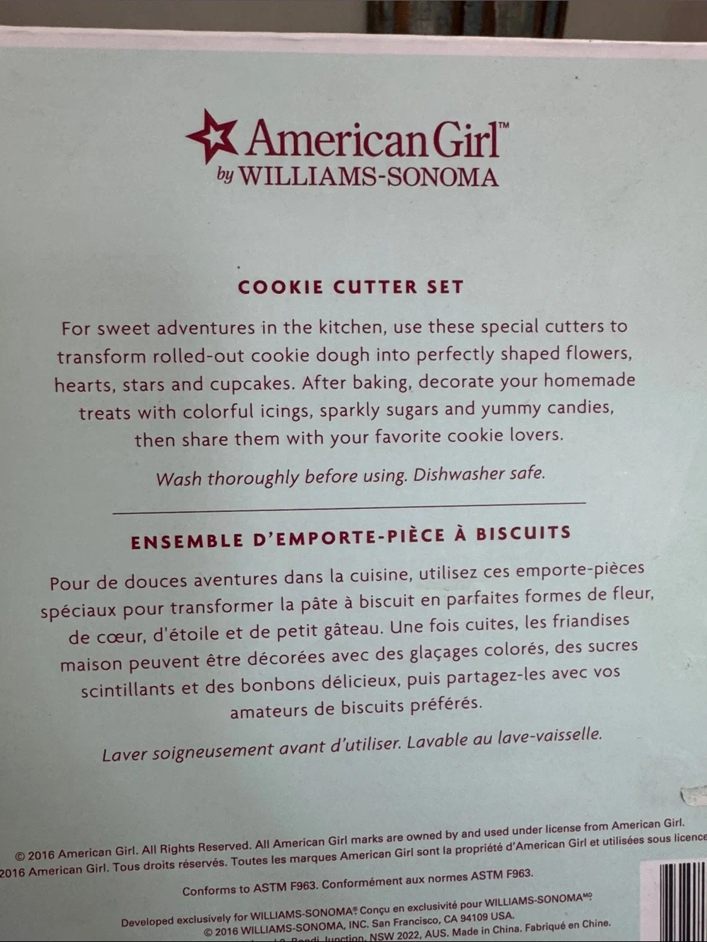 American Girl William Sonoma Cookie Cutter Set NEW